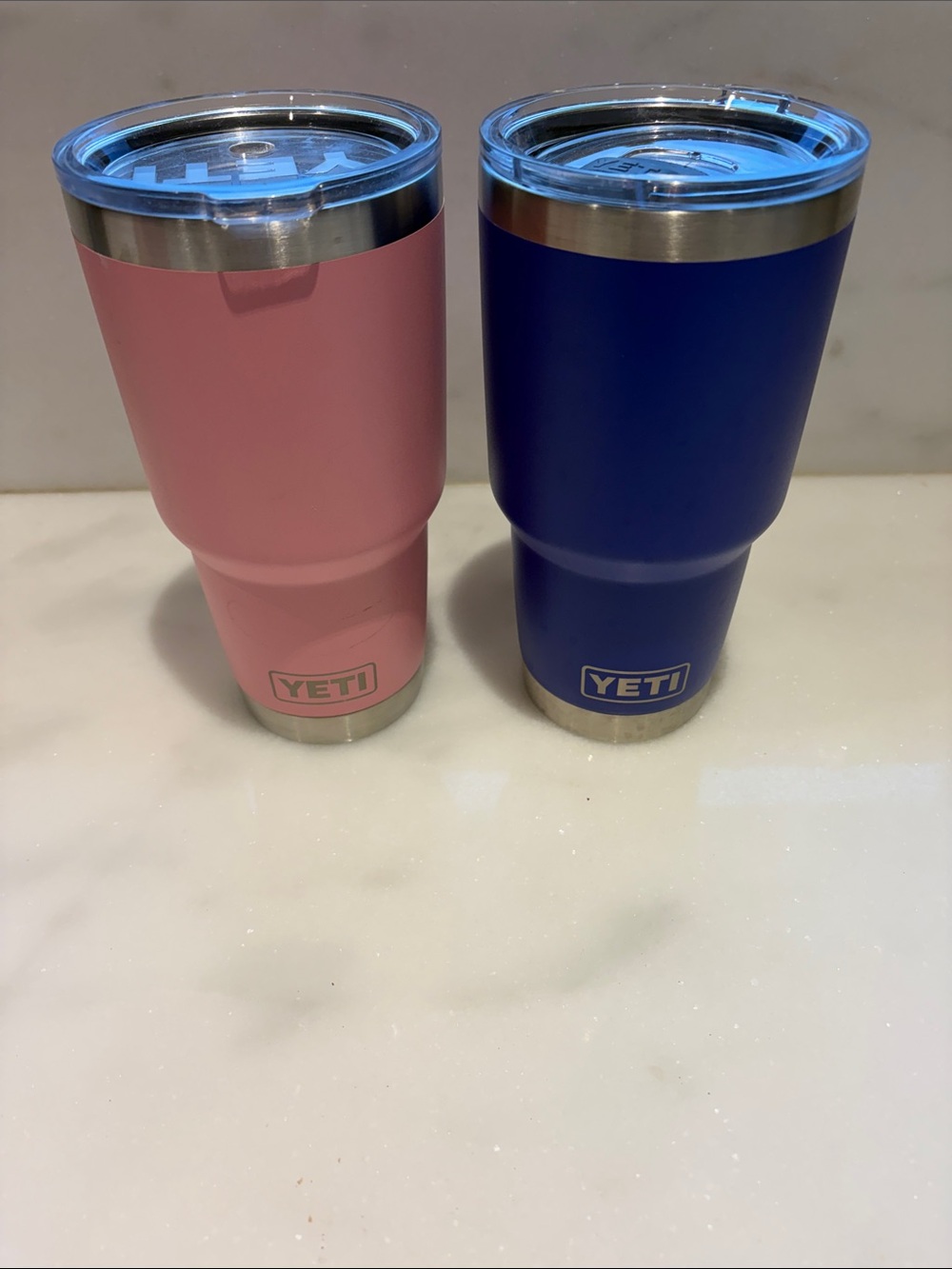 Yeti Powder-Coated Tumbler Pair in Pink and Blue